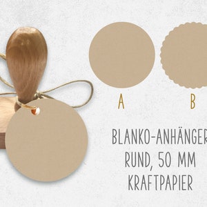 Pack de 20 étiquettes en papier vierges rondes ou cercle ondulé 50 mm perforées à la main avec amour