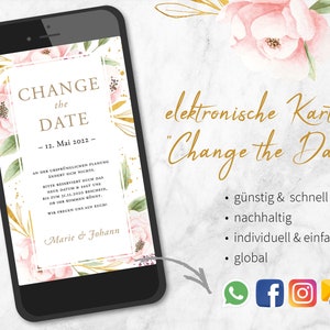 Flora Summer - Save the Date Card Invitation Electronic WhatsApp - Digital File Flowers