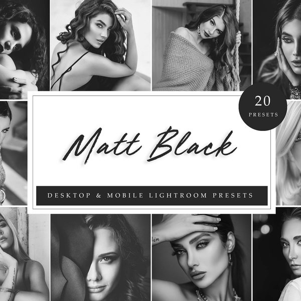 20 B&W Lightroom Mobile and Desktop Presets | Monochrome Presets | Instagram Preset | Portrait Preset | BW Aesthetic Filter | wedding preset