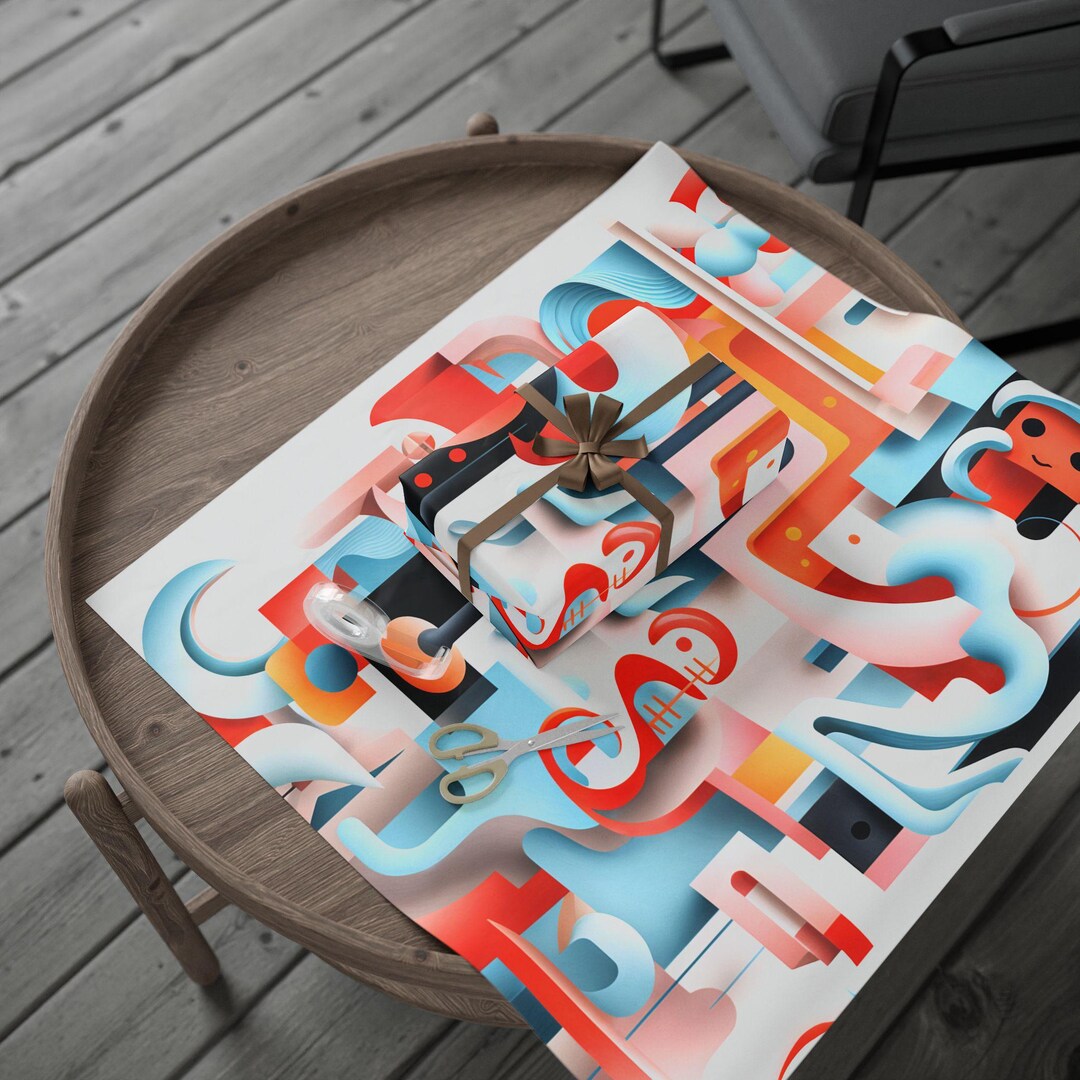 Abstract Colorful Geometric Pattern Wrapping Paper | Modern Arted Gift ...