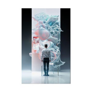 Abstract Digital Display Rolled Posters, Interactive Art Print, Virtual Reality Wall Decor, Modern Tech Office Art, Futuristic Interior