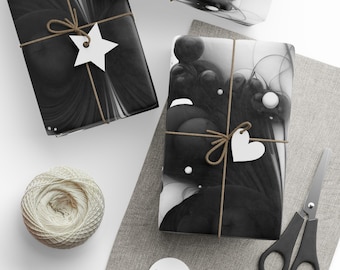 Elegant Black and White Gift Wrap, 90gsm Fine Art Paper