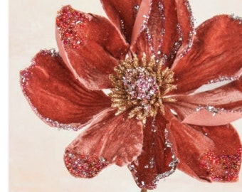 Rose gold marigold christmas pick