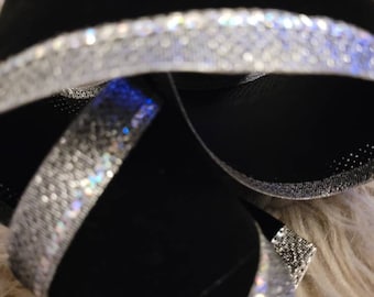 Black velvet and silver trimmed wired ribbon