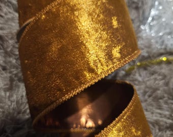 Dark gold wired Christmas Ribbon