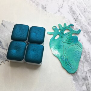 GAIA Grün Blau Farbverschiebung Handgefertigt Metallic Schimmer Aquarell