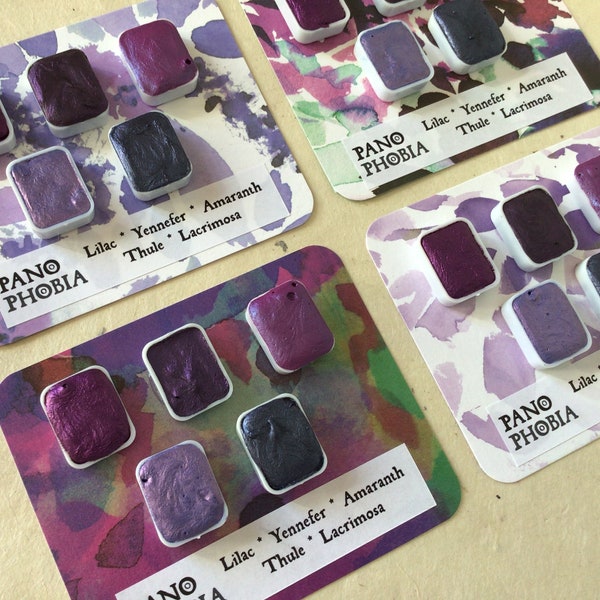 Purple Blue Colors Sample Card Shimmer Handmade Paints