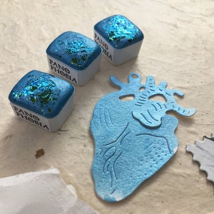 SEA WITCH Blue Colorshift Handmade Shimmer Metallic Watercolor, Art Supply, Gift for Artist, Half Pan