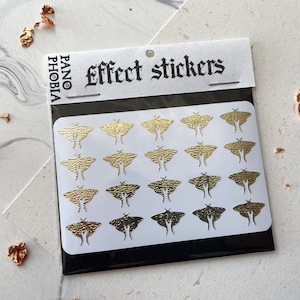 Papillon de nuit doré - Stickers texturés effet bujo, feuille d'autocollants pour décoration, Light Academia