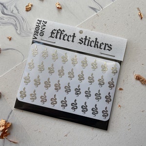 Silver Snake - Effekt strukturierte Aufkleber, Bujo, Sticker Sheet zur Dekoration, Light Academia, Witchy