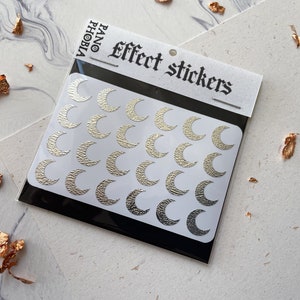 Silver Moon - Effekt strukturierte Aufkleber, Bujo, Sticker Sheet zur Dekoration, Light Academia