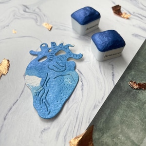 ARISTOCRAT Blue Handmade Metallic Shimmer Watercolor, Art Supply, Half Pan