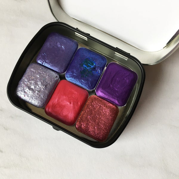 Shimmer Handmade Watercolor Mermaid Palette, 6 Half Pans