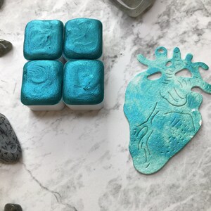 Sumpfhexe Grün Blau Handgemachtes Shimmer Aquarell, Art Supply, Half Pan