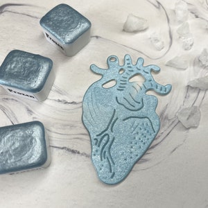 FROZEN Light Blue Handmade Metallic Shimmer Watercolor, Half pan, Art Supply