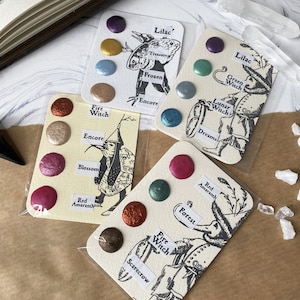 Amostra aleatória de aquarela brilhante feita à mão com cartão de 4 pontos, bolsa surpresa misteriosa