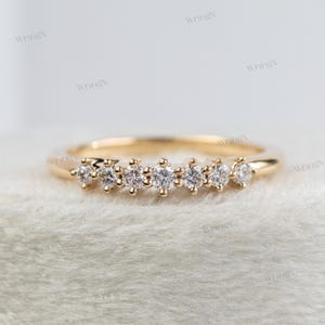Dainty Gold Diamond Band – Seven Stone Stacking Ring