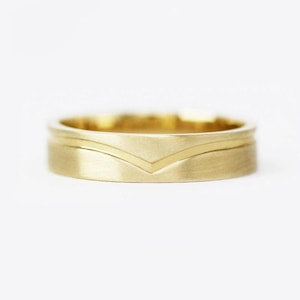 14K Solid Gold Cigar Wedding Band Ring 5mm Wide Unique Design Luxurious Nesting Ring Gift for Her