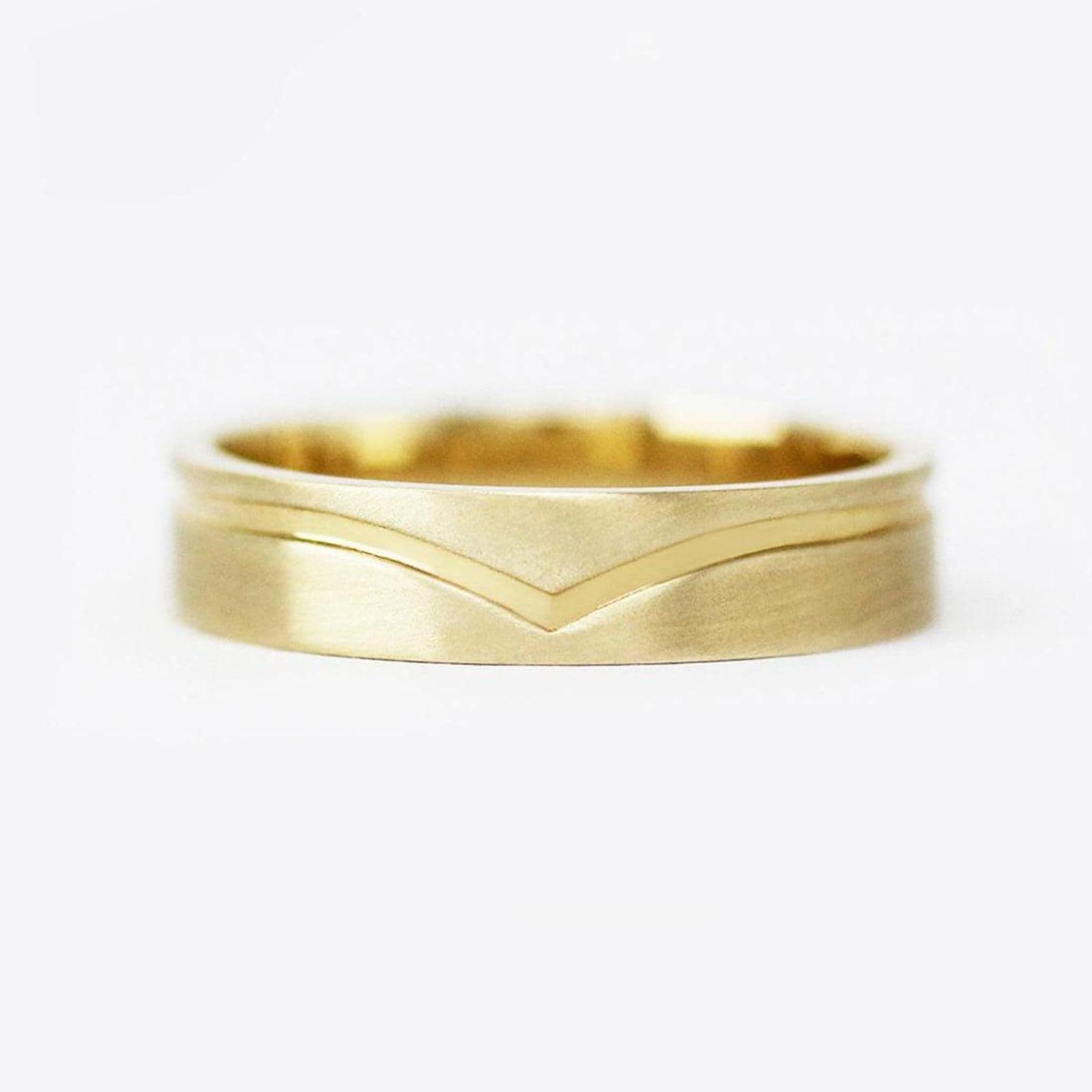 14K Solid Gold Cigar Wedding Band Ring 5mm Wide Unique Design Luxurious Nesting Ring Gift for Her