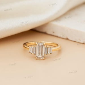 Emerald Cut Champagne Diamond Ring 1.12 ct Jolee Engagement Anniversary Gift Fine Jewelry