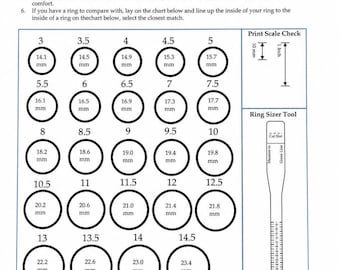 Printable Ring Sizer Tool-US, UK, International Size Chart Instant Digital Download
