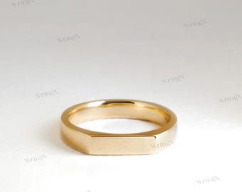 Modern 14K Gold Signet Ring – Minimalist Flat Top Band for Men & Women