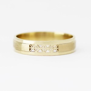 Solid Gold Wedding Band 5mm Matte Finish Comfort Fit Ring for Men and Women – Unique Engraved Anniversary or Wedding Gift