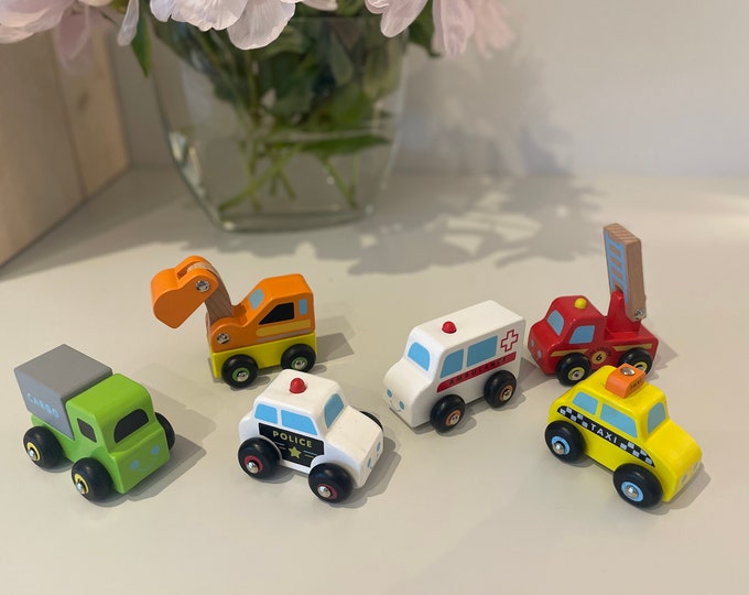 Wooden toy cars for toddlers and pre school
