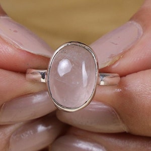 Rose Quartz Ring, 925 Sterling Silver Ring, Pink Gemstone Ring, January Birthstone Ring, Oval Stone Ring, Rose Quartz Jewelry, Handmade Ring