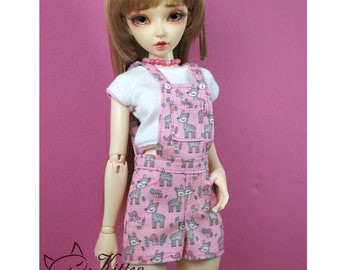 Pink deer dungarees for minifee MSD 1/4 BJD