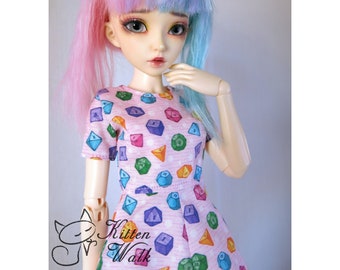 Cute pastel RPG dice dress for minifee MSD 1/4 BJD