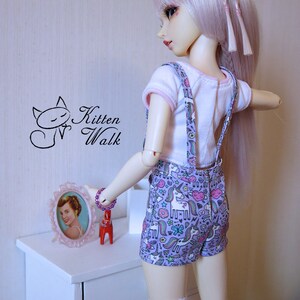 Purple unicorn dungarees for minifee, kid delf, MSD, 40 cm, 1/4 BJD image 3