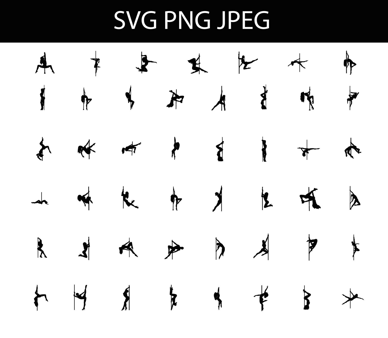 Pole Dance Svg Bundle Pole Dancer Silhouette Pole Dance Etsy