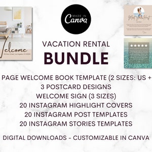Pacchetto modelli per casa vacanza / Modello biglietto di benvenuto Airbnb / Modello libro di benvenuto Airbnb / Modello Instagram / Canva / Casa vacanza