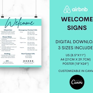 Airbnb Welcome Sign Template | Airbnb | Canva Template | VRBO Welcome Sign | Airbnb Host | Vacation Rental