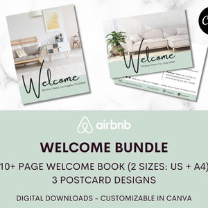 Pacchetto modelli di benvenuto per host Airbnb / Modello di biglietto di benvenuto Airbnb / Modello di libro di benvenuto Airbnb / Modello Canva / Casa vacanza