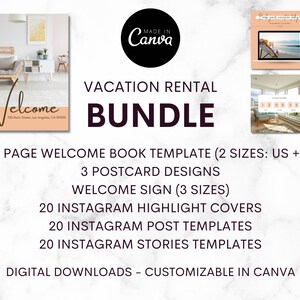 Pacchetto modelli per casa vacanza / Modello biglietto di benvenuto Airbnb / Modello libro di benvenuto Airbnb / Modello Instagram / Canva / Casa vacanza