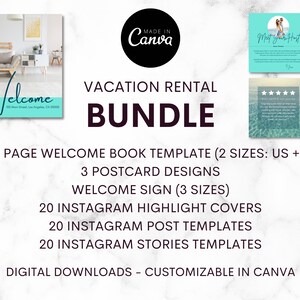 Pacchetto modelli per casa vacanza / Modello biglietto di benvenuto Airbnb / Modello libro di benvenuto Airbnb / Modello Instagram / Canva / Casa vacanza