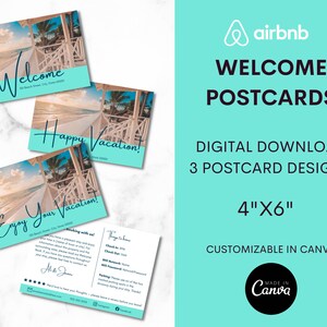 Modello di biglietto di benvenuto Airbnb / Modello Airbnb / Canva / Biglietto di benvenuto VRBO / Host Airbnb / Casa vacanza