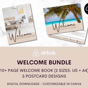Pacchetto modelli di benvenuto per host Airbnb / Modello di biglietto di benvenuto Airbnb / Modello di libro di benvenuto Airbnb / Modello Canva / Casa vacanza