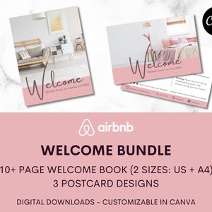 Pacchetto modelli di benvenuto per host Airbnb / Modello di biglietto di benvenuto Airbnb / Modello di libro di benvenuto Airbnb / Modello Canva / Casa vacanza