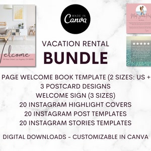 Pacchetto modelli per casa vacanza / Modello biglietto di benvenuto Airbnb / Modello libro di benvenuto Airbnb / Modello Instagram / Canva / Casa vacanza