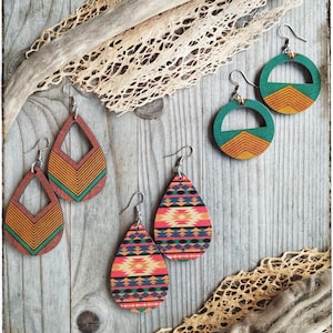 Tribal Wooden Earrings – Handmade – Shamanic Style – Boho – Wild & Spiritual Jewelry – Ethnic – Lightweight