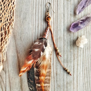 Boho Earrings with Natural Feathers and Silver – Handmade – Shamanic Style – Tribal – Wild and Spiritual Jewelry – Ethnic