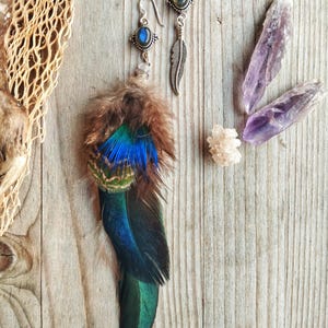 Boho Earrings with Natural Feathers and Silver – Handmade – Shamanic Style – Tribal – Wild and Spiritual Jewelry – Ethnic