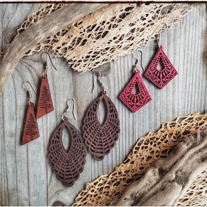Tribal Wooden Earrings – Handmade – Shamanic Style – Boho – Wild & Spiritual Jewelry – Ethnic – Lightweight