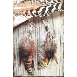Boho Earrings with Natural Feathers and Silver – Handmade – Shamanic Style – Tribal – Wild and Spiritual Jewelry – Ethnic