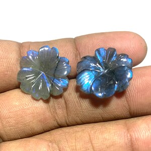 100% Natural Labradorite Carving Flower Shape Earring, Pendant, Gemstone Jewelry Making, Gift for Jewelry Making Handmade Carving