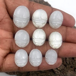 Natural White Moonstone Scarab Carving: Gemstone Jewelry Making