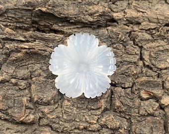 Carved White Moonstone Flower: Natural Gemstone for Jewelry (18x5mm)